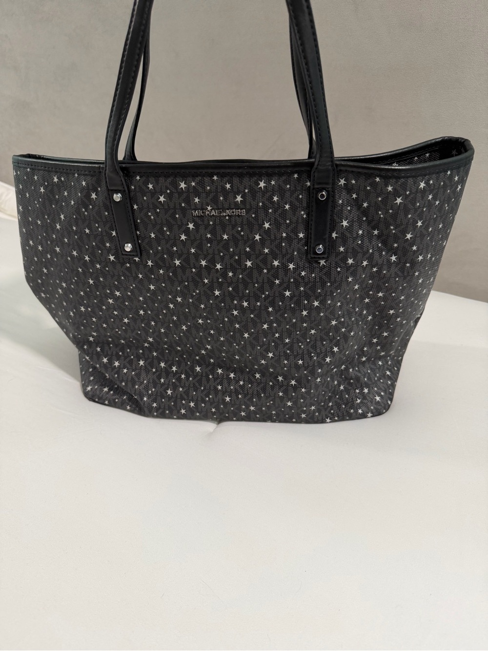 Michael Kors Black Tote with Silver Star Print